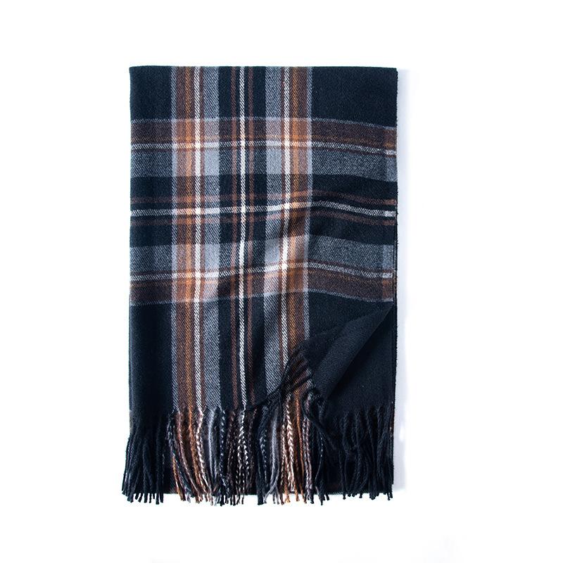 Women's Autumn Winter Thicken Warm Cashmere-like Long Scarf Fashion Plaid Shawl Tassel Pashmina