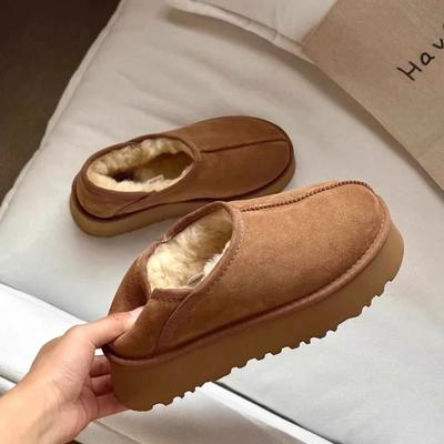 Модные зимние новые женские одинарные ботинки на толстой подошве, матовые и флисовые, толстые зимние ботинки, удобные, теплые, износостойкие хлопковые ботинки