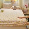 1pc Flower Printed Fitted Bed Sheet Washed Cotton Cartoon Bedsheet with Elastic for Kids Single/Queen/King Mattress Protector