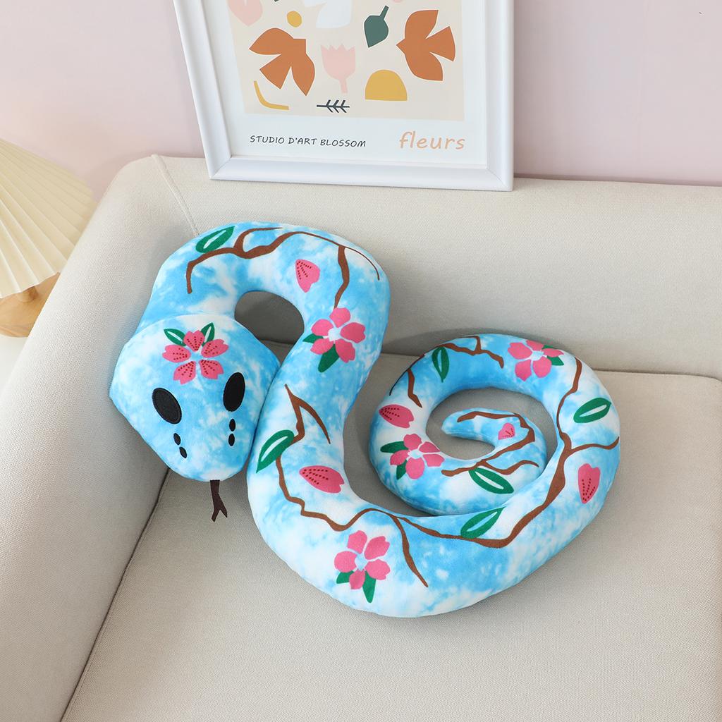 Змея Животное Питон Водяная Устрица Скелет Змея Цветок Персика Змея Сине-белая плюшевая игрушка Подушка на Хэллоуин