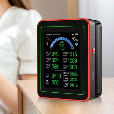 18-в-1 Монитор качества воздуха с CO2/HCHO/TVOC/Температурой/Влажностью, TFT-дисплей, Измеритель качества воздуха для дома, офиса, школы
