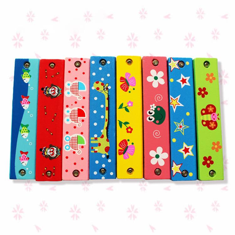 Rainbow Wooden Hand Rattle: 10 Bells Baby Soothing Toy