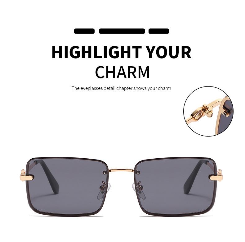 Солнцезащитные очки мужские и женские с большой квадратной оправой, трендовые солнцезащитные очки для уличной фотографии, металлические солнцезащитные очки S21216