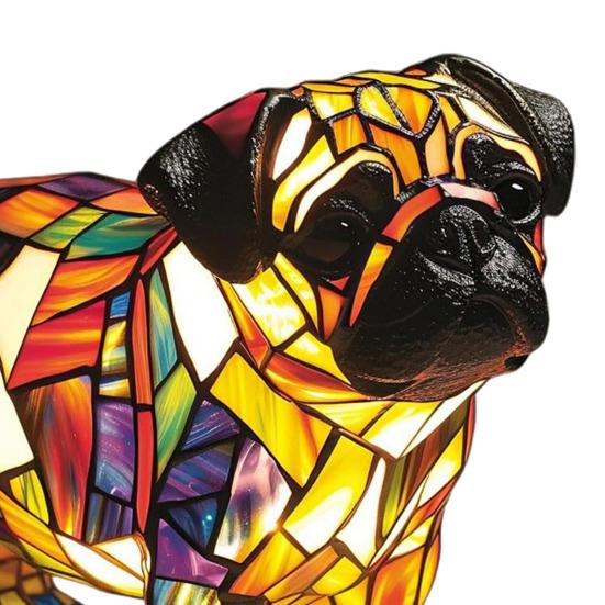 Витражное стекло Мопс подвесное украшение для дома, офиса, стены, окна, подвесное украшение 2D, плоская акриловая собака, кулон, подарок любителям собак