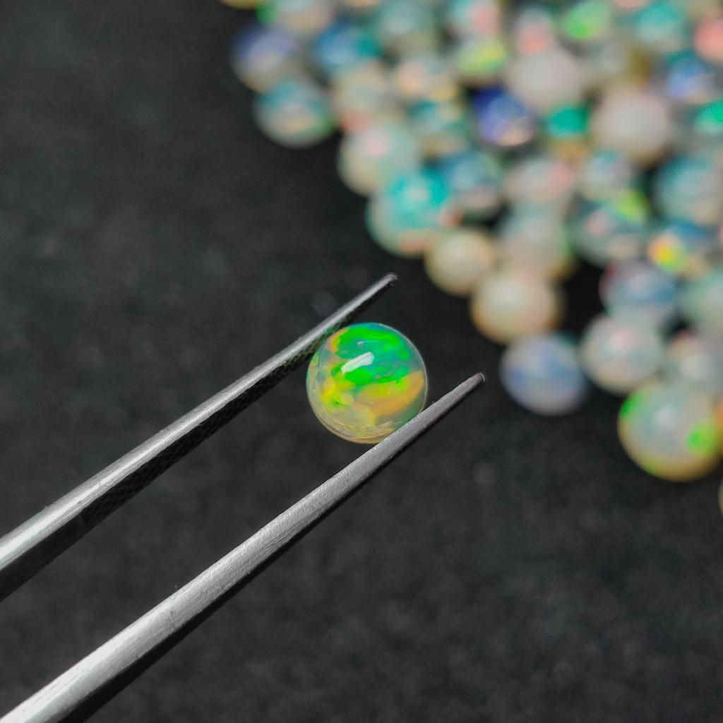 AAA Multi Fire высшего качества, 4 мм, круглая форма, натуральный эфиопский драгоценный камень кабошон огненного опала Welo, лечебный камень, свободный камень.