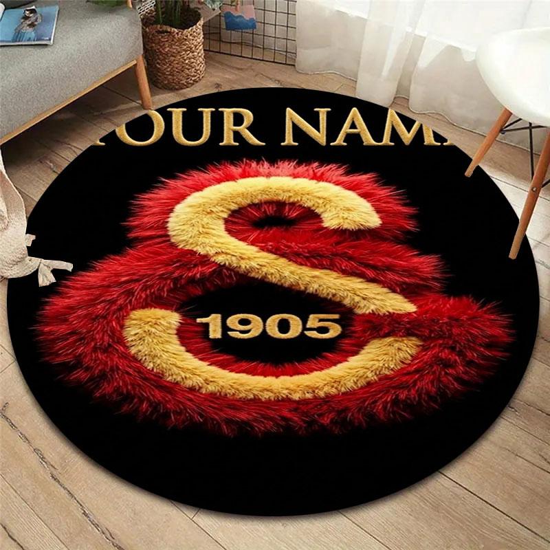 Galatasaray S Custom Name Round Area Rug,Carpet Rug for Living Room Bedroom Sofa Playroom Decor,Non-slip Floor Mat