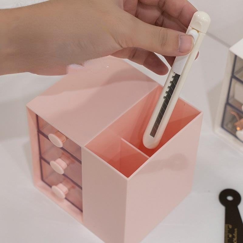 Подставка для ручек с тремя ящиками, настольный органайзер, большая вместимость, карандаш, настольные принадлежности, ящик для хранения, школьные и офисные принадлежности