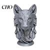 Modern Wolf Head Decor 3D Printed Figurine, Realistic Statue with Round Animal Sculpture Base, Wild for Home Office Bookshelf