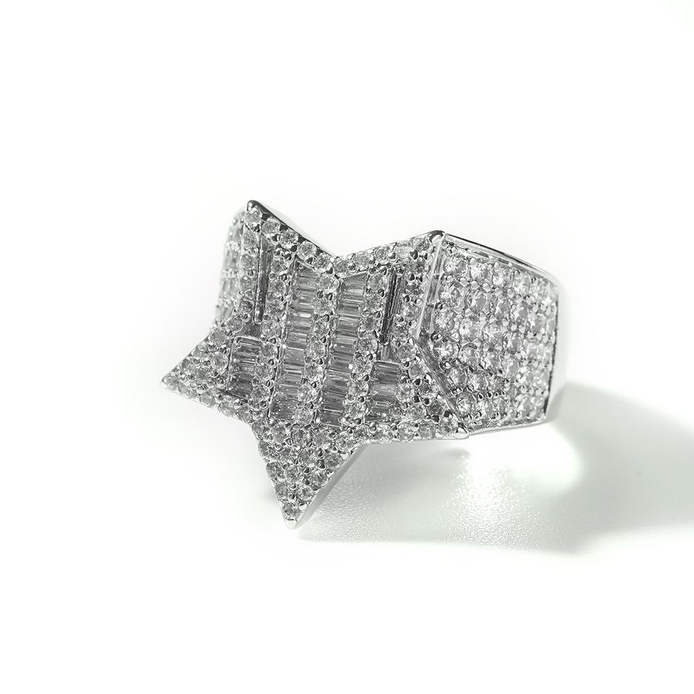 Украшение, новое кольцо, европейское кольцо в стиле хип-хоп с квадратным камнем, кольцо с пентаграммой, позолоченное мужское кольцо с цирконом, аксессуары