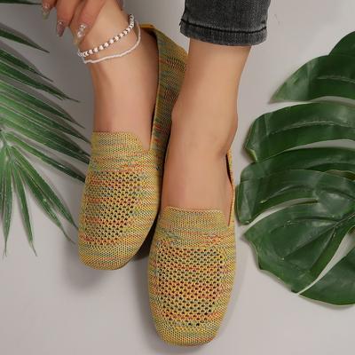 НОВЫЕ однотонные мокасины с квадратным носком и сеткой, женские туфли на плоской подошве, трикотажные туфли на плоской подошве с сетчатой подошвой, повседневные туфли-лодочки без застежек