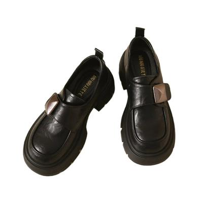 Мода 2025 Новая Модная Обувь Женские Балетки Осень Британский Стиль Оксфорды Круглый Носок Платформа Лоферы с Мехом На Все Случаи Жизни Повседневная Женская