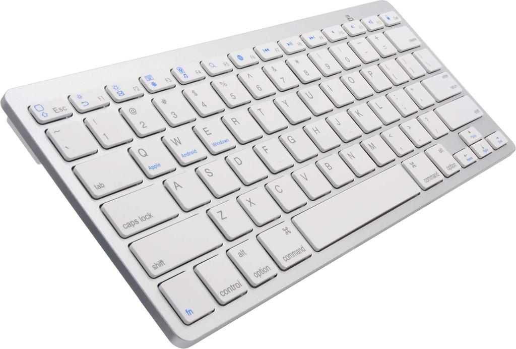 Audiophile Wireless Bluetooth Keyboard, Slim, White, English Layout, iOS, Android, Mac, Windows