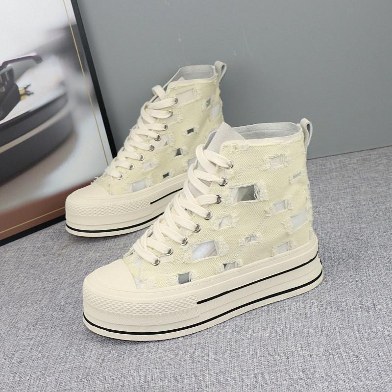 Модные женские кроссовки на каблуке 10 см, на толстой подошве, летние новинки, дышащая сетка, высокий верх, дизайн с отверстиями, легкие, удобные