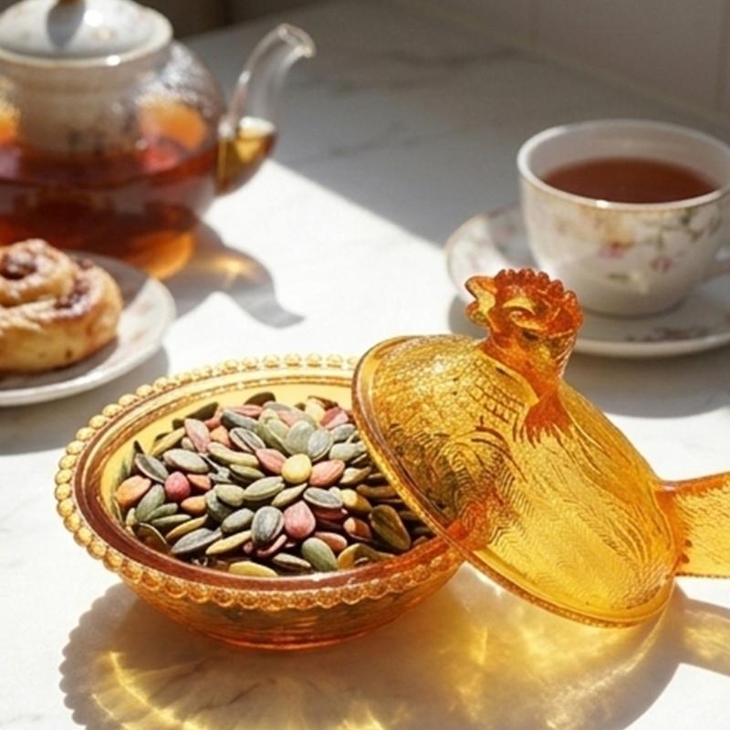 Plastic Hen on Nest Dish Candy Bowl Nesting Hen Covered Trinket Box for Snacks Dessert Easter Farmhouses Desktop Decors