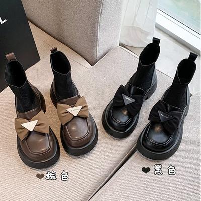 Платформенные ботинки Мартин женские ботинки-носки в британском стиле, маленькие кожаные туфли, новые тонкие короткие ботинки весна и осень 2025, любовь