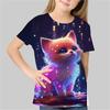 Summer T-Shirts Kids Girl Boy T Shirt Cat 3D Print O-Neck T Shirt Casual Tops Oversized Fashion Harajuku Tees Children Clothing
