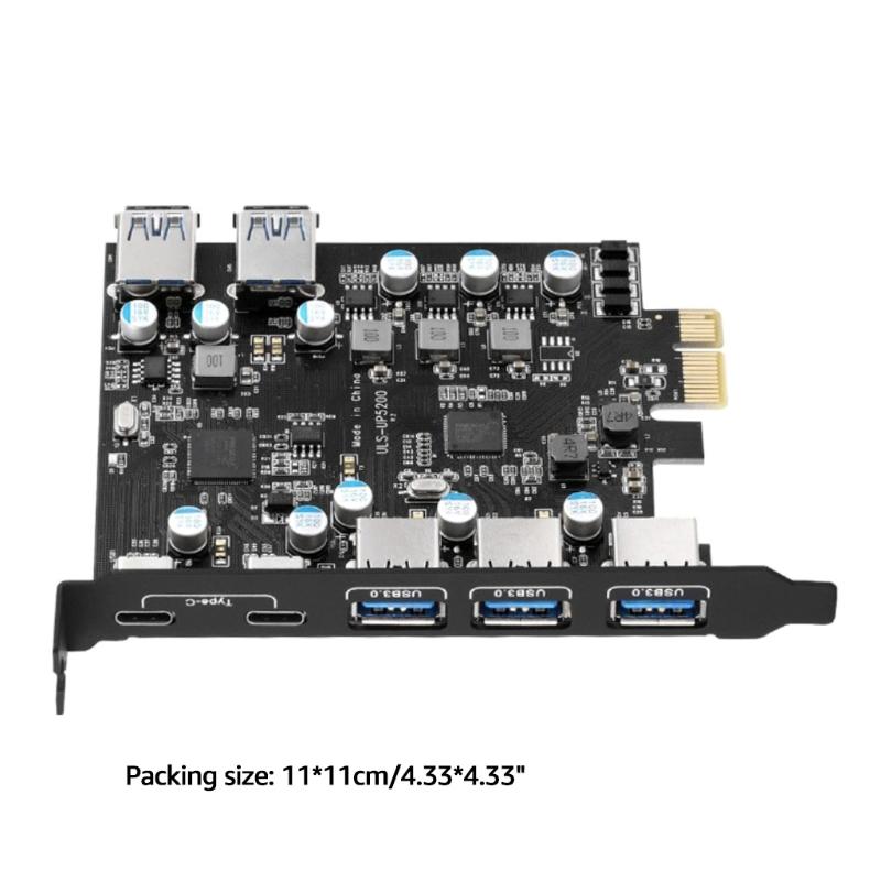 7 Ports PCI-E to USB 3.0 pansion Card 5 USB A 2 USB C Port  PCI for press Adapter Card for Desktop USB Dev