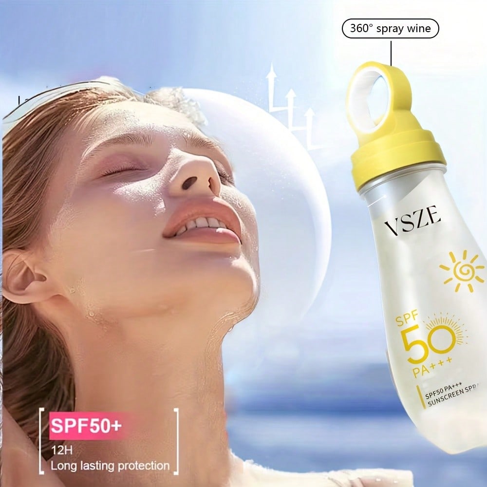 Солнцезащитный спрей SPF50+PA+++, Водостойкий, Устойчивый к поту, Нежирный солнцезащитный крем, Для всего тела и лица, УФ