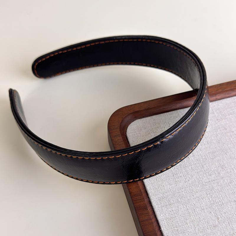 Обруч для волос во французском стиле, ретро кожаные широкие повязки на голову, женская повязка на голову, женский головной убор для умывания и макияжа, аксессуары для волос