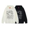 Unisex Retro Lazy Style Knit Hoodie With Cat Print - Soft Acrylic Oversized Sweater Winter Casual Wear