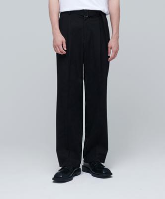 Real Wide Belted Slacks [Black]