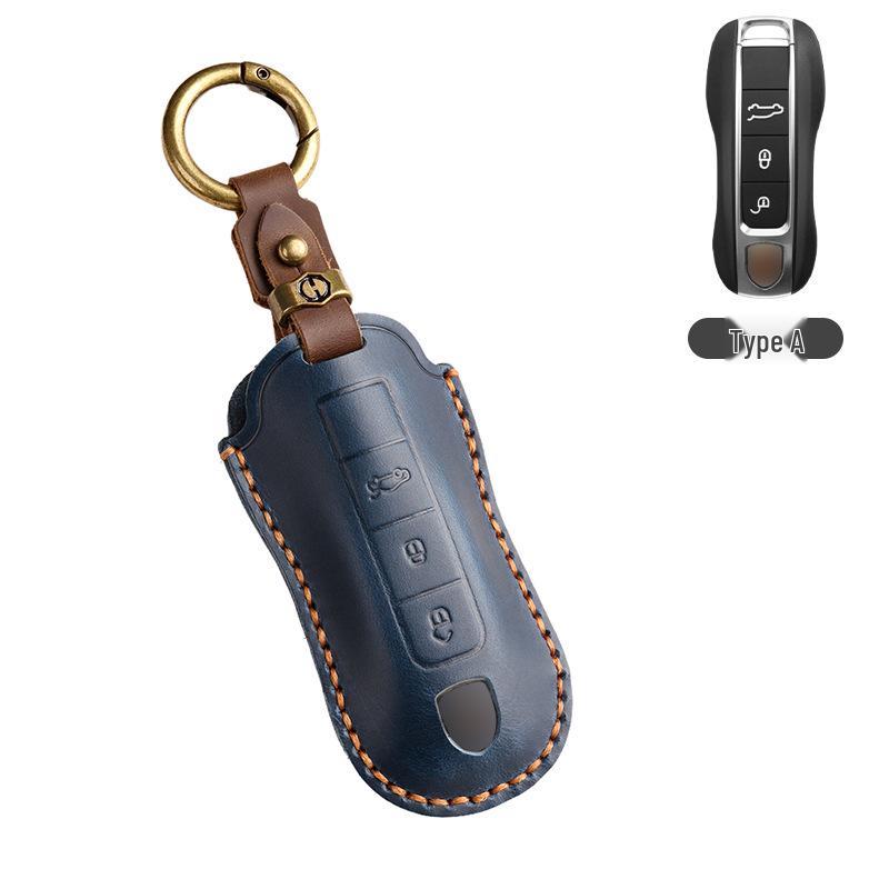 Премиальный кожаный чехол для ключей Porsche: Подходит для Panamera, Macan, Cayenne, 718, 911, Taycan