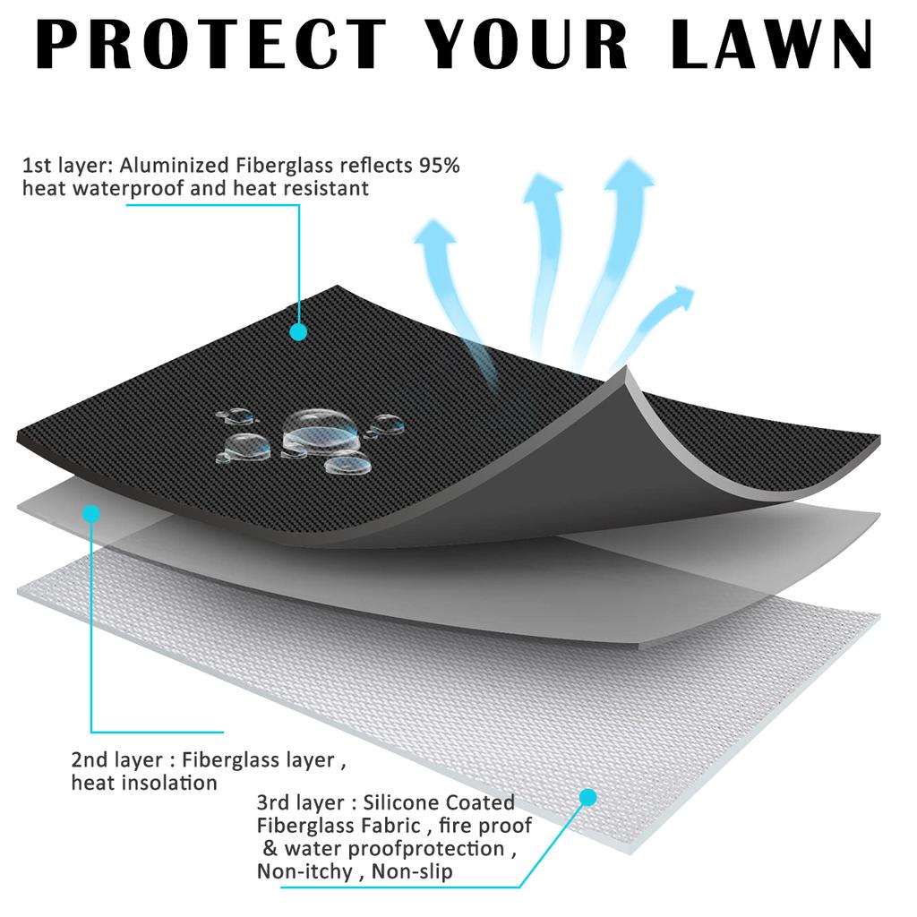 Огнестойкий складной коврик для гриля, жаропрочный квадратный защитный коврик для барбекю, переносной коврик для гриля на лужайке и террасе, многоразовый