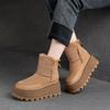 2024 Женская обувь Ботинки женские с боковой молнией Модные повседневные ботинки с круглым носком Женская зимняя обувь на бархатной платформе для женщин