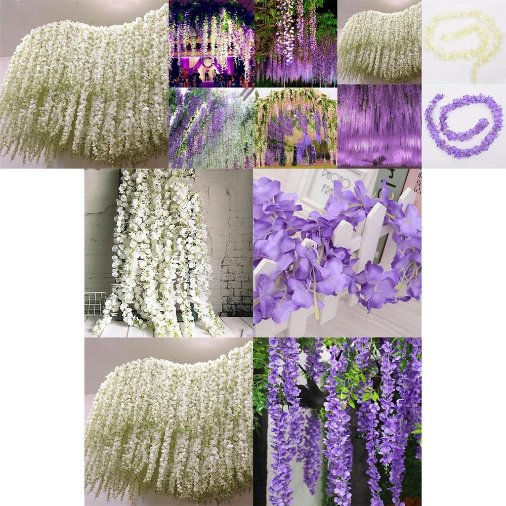 Gorgeous 2m Artificial Wisteria Silk Fake Flower Ivy Garland Vine For Wedding Decor