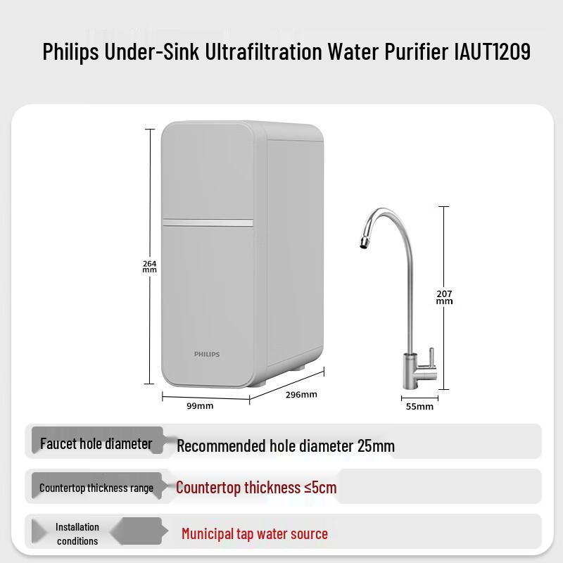 Philips AUT1209 Under-Sink Ultrafiltration Water Purifier CN plug (adapter included)