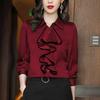 Women's Shirt Ruffles Wave Cut Blouses Spring Autumn New Elegant Fashion Office Lady Shirts Long Sleeve Lapel Tops Ladies