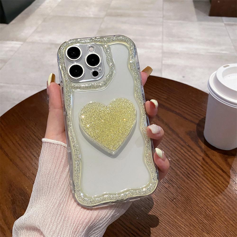 Чехол для телефона с блестящим бриллиантовым сердцем для iPhone 16 15 14 13 12 11 Pro Max Plus, симпатичный 3D-чехол с сердечком, противоударный