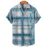 Short Sleeves Lapel Men Shirt Geometric Print Buttons Closure Sweat Absorbent Breathable Casual Striped Hawaiian Print Shirt Streetwear
