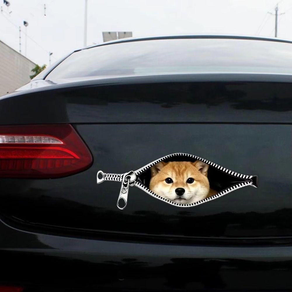 Zipper Design Cat Car Sticker Waterproof Car Window Glass Sticker Car Glass