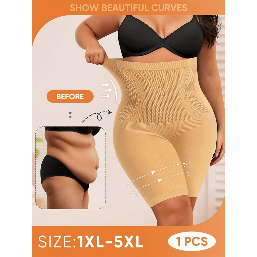 Женские утягивающие шорты с высокой талией, бесшовная подтяжка живота и подтяжка бедер, нейлоновый трикотаж, однотонный, можно стирать вручную, шорты больших размеров
