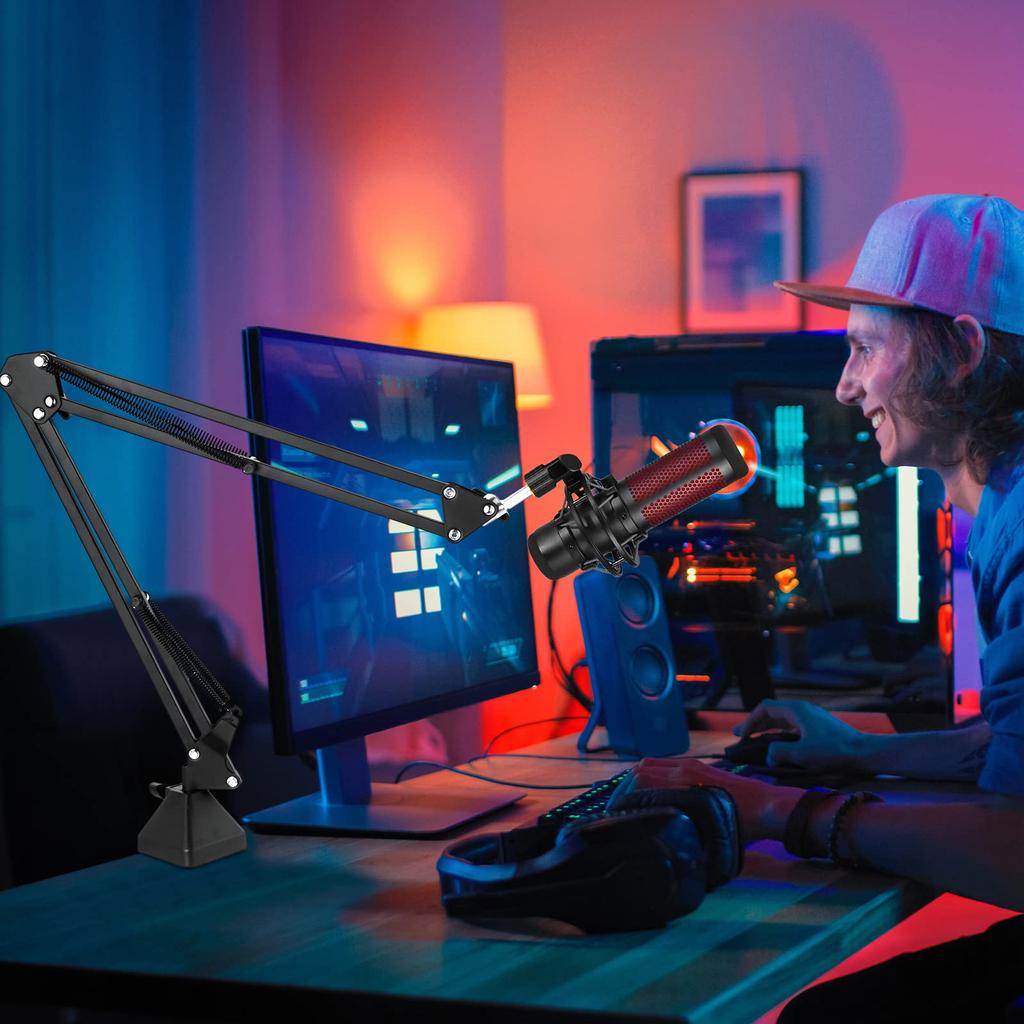 EmJTao QuadCast Boom Arm Mic Регулируемая подвесная стойка с ножничным рычагом для конденсаторного микрофона HyperX QuadCast USB, металлическая черная стойка, QuadCast,