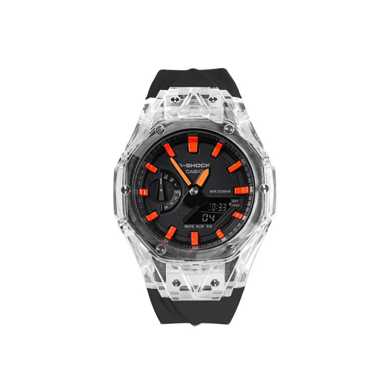 Casio Унисекс Жидкокристаллические, Аналогово-цифровые Двойной дисплей Серия 48,5 мм Черные часы GA-2100-1A1(Watch8--)