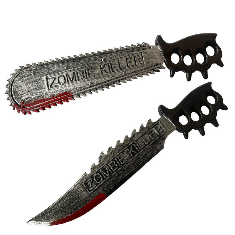 Halloween Bloody Chainsaw Machete Plastic Chainsaw Toy with Blood Stains Role Playing Photo Props Halloween Party Decorations