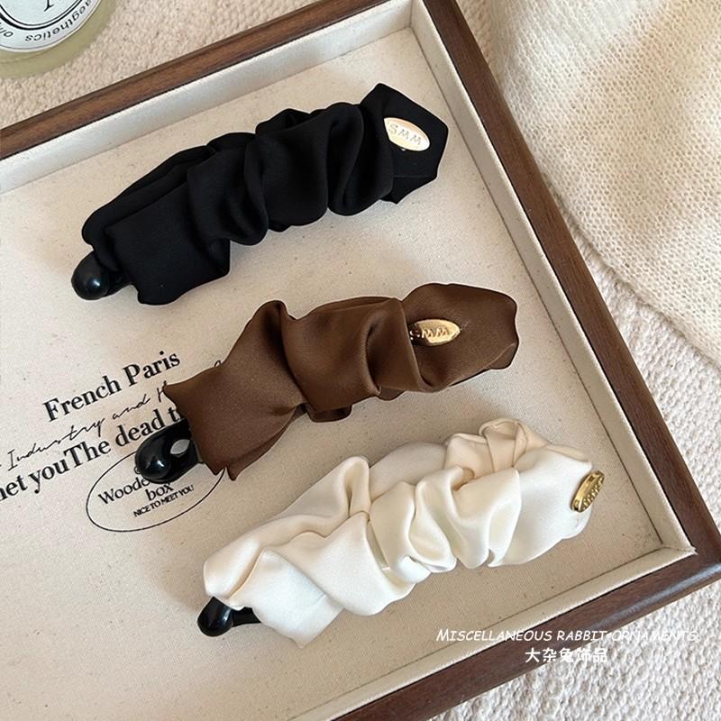 Korean Elegant Solid Fold Satin Banana Hair Clip For Women Girls Sweet Hair Ornament Hairpin Barrette Hair Accessories