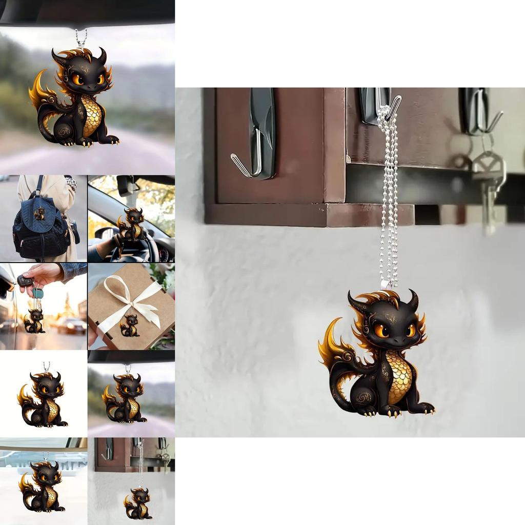 Стильный акриловый подвесной орнамент в виде черного дракона для модного декора интерьера автомобиля