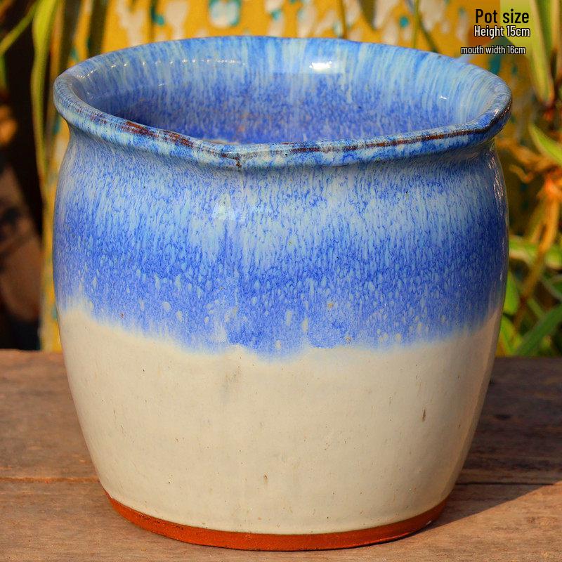 Yixing Handmade Coarse Pottery Medium Succulent Planter - Breathable Zisha Ceramic Ebony Tree Pot for Green Plants