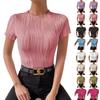 Women's Solid Color Round Neck Slim Short Sleeve T-shirt Top