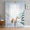 Illustration Cartoon Fox Window Curtain for Living Room Home Decor Tulle Voile Curtain for Kitchen Bedroom Window