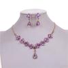 Shining Earrings Rhinestone Necklace Wedding Party Crystal Jewelry Set  Women