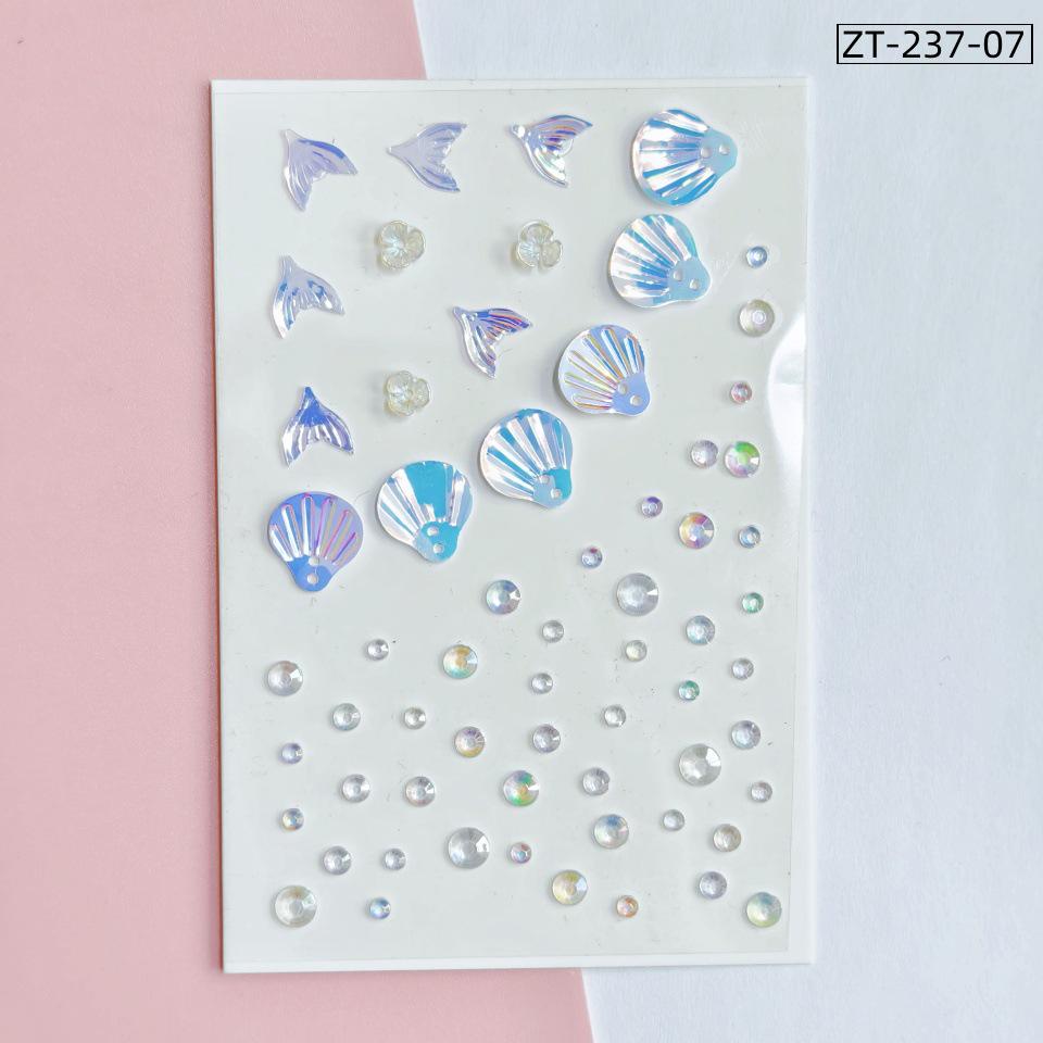 Наклейки на лицо со стразами «Принцесса-Русалка» для детей - Нетоксичные, с пайетками, дизайн «Хвост Ракушки» для сценического макияжа