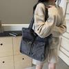Denim Solid Colors Ladies Tote Bags On Sale High Quality Shoulder Bags for Women Sewing Thread Interior Zipper Pocket