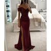Ladies Party Sequined One-neck Split Dress Summer New Casual Sleeveless V-neck Sexy Elegant Long Skirt