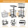 2 Tier Laundry Cart with Wheels Metal Frame 2-Section Storage Basket Bathroom Organizer Cart for Laundry Room Closet Storage