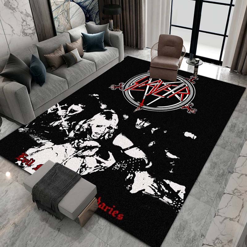 Slayer heavy metal band-themed decorative rug for living rooms, bedrooms, sofa areas, and entryways; doubles as a non-slip play mat for children.