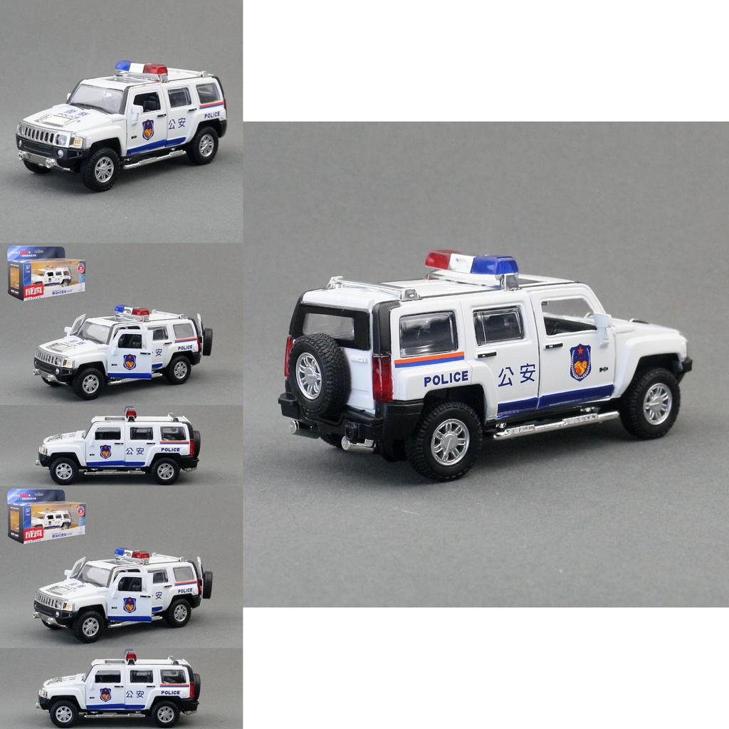 Alloy Car Model Hummer H3 Police Suv With Sound Light For Kids Play